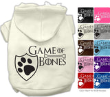 Game of Bones Dog's Fleece Hoodie in Color Heather Gray - Daisey's Doggie Chic