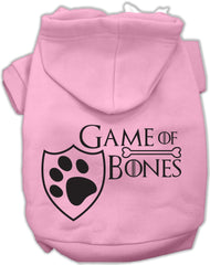 Game of Bones Dog's Fleece Hoodie in Color Light Pink - Daisey's Doggie Chic