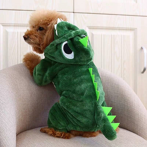 Cute Green Dragon Cartoon Character Plush Costume Pajama Coat for Dogs - Assorted Characters in 5 Sizes - Daisey's Doggie Chic