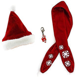Red Velvet Santa Hat and Snowflake Scarf set with Candy Cane Charm - Dog Sizes S to L - Daisey's Doggie Chic