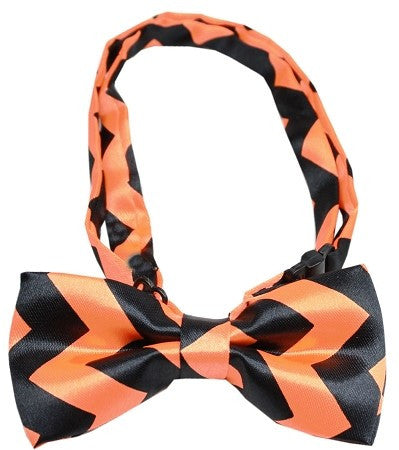 Super Fun & Festive Chevron Bow Tie in Spooky Orange/Black - Daisey's Doggie Chic