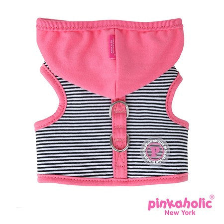 Pinkaholic NY "Harper Pinka"  Wrap-around-Velcro Hooded Harness Vest in Hot Pink Stripe - Daisey's Doggie Chic