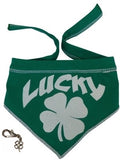Kiss Me - Lucky 2-in1 Reversible St. Paddy's Day Scarf With Charm - color Green/White - Daisey's Doggie Chic