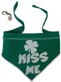 Kiss Me - Lucky 2-in1 Reversible St. Paddy's Day Scarf With Charm - color Green/White - Daisey's Doggie Chic