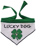 Lucky Dog Studded Clover Bandana Scarf with Charm - color Green/White - Daisey's Doggie Chic