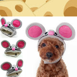 Plush Gray Mouse Hat with Pink Ears for Dogs - Mouse King Sizes XS to XL - Daisey's Doggie Chic