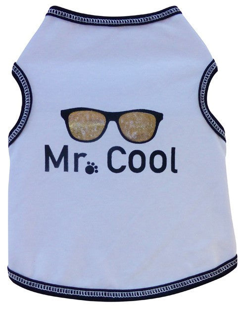 Mr. COOL Tank Tee in color White - Daisey's Doggie Chic