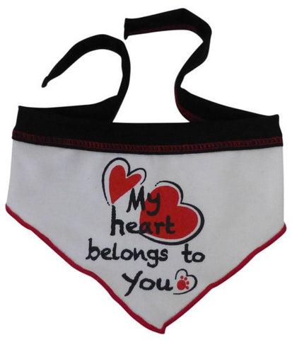 My Heart Belongs to YOU Bandana Scarf in color Red/White - Daisey's Doggie Chic