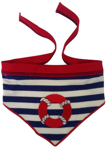 Nautical Life Preserver Bandana Scarf in color Navy/White - Daisey's Doggie Chic