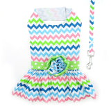 New Wave Multi-Colored Party Harness Dress with matching Leash - Daisey's Doggie Chic