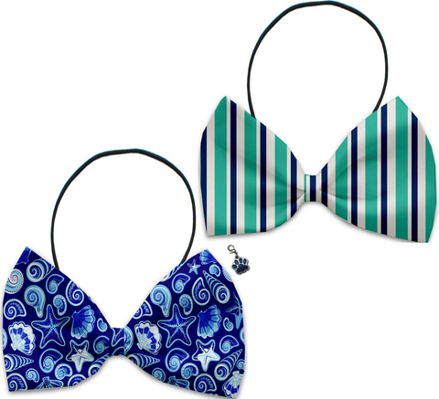 Newport Beach - Fun Party Themed Bowtie 2-Pack set with Charm Accessory for Dogs or Cats - Daisey's Doggie Chic