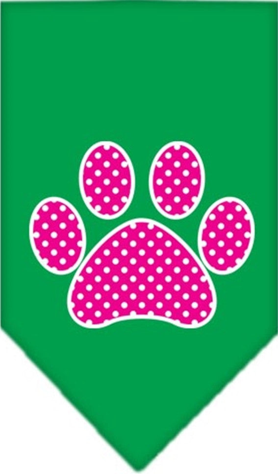 Pink Swiss Dotted Paw Bandana Scarf in color Emerald Green - Daisey's Doggie Chic
