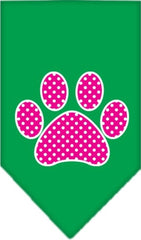 Pink Swiss Dotted Paw Bandana Scarf in color Emerald Green - Daisey's Doggie Chic