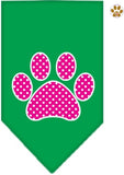 Pink Swiss Dotted Paw Bandana Scarf in color Emerald Green - Daisey's Doggie Chic