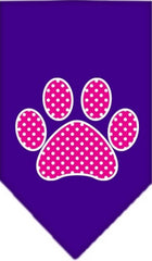 Pink Swiss Dotted Paw Bandana Scarf in color Purple - Daisey's Doggie Chic
