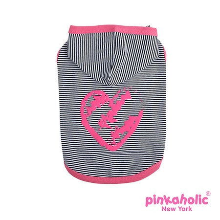 Pinkaholic NY "Harper Pinka" Hooded Knit T-Shirt in Hot Pink Stripe - Daisey's Doggie Chic