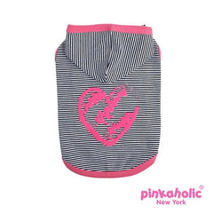Pinkaholic NY "Harper Pinka" Hooded Knit T-Shirt in Hot Pink Stripe - Daisey's Doggie Chic