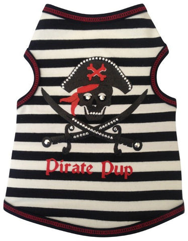 Pirate Pup Tank Shirt in color Black/Red - Daisey's Doggie Chic