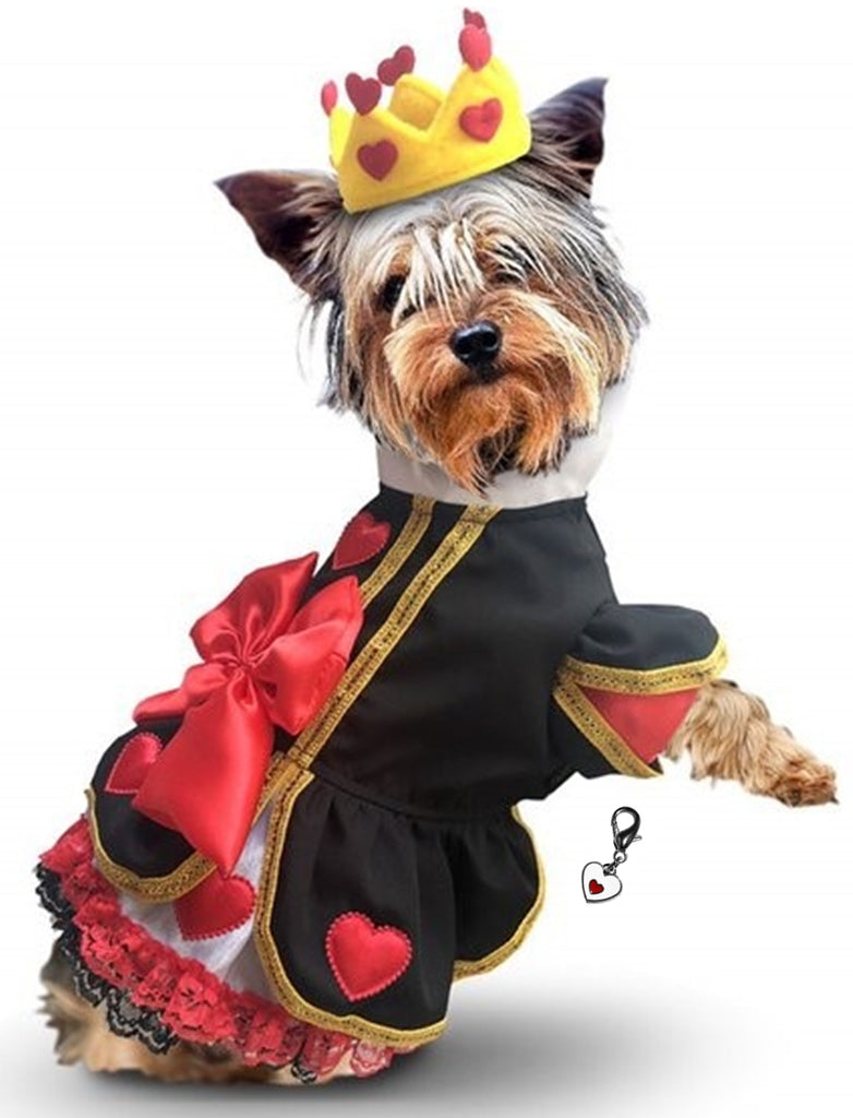 Queen of Hearts (Alice in Wonderland) Dog Costume with Heart Charm - Daisey's Doggie Chic