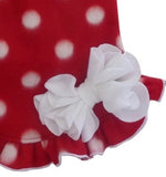 Cozy Holiday Fleece Red/White Polka Dot Pullover Ruffled Skirt Tank Dress with Bow - Daisey's Doggie Chic