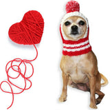 Crown Rib Knit Hat w/PomPom for Dogs in color Red - Daisey's Doggie Chic