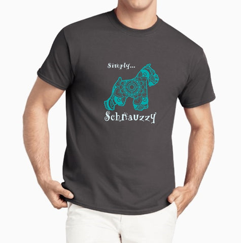 Schnauzzy - Schnauzer Themed - Deluxe Crewneck T-Shirt - Adult (Unisex) Sizes S,M,L,XL,2XL in 19 colors - Daisey's Doggie Chic