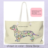 A Dachshund Weekender Bag - Color Stone Beige - Oversized Tote – Free Personalization - Daisey's Doggie Chic