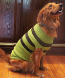 Doggie Design Striped Dog Sweater in Color Olive Green/Chocolate Brown - Daisey's Doggie Chic