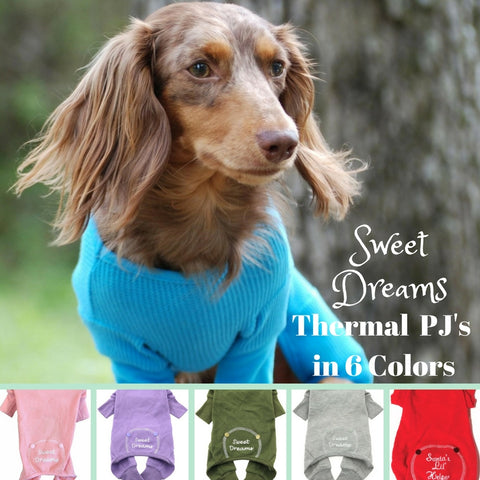 Sweet Dreams Long John Thermal Pajamas in 6 Colors - Daisey's Doggie Chic