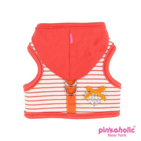 Pinkaholic NY "Sweet Pinka"  Wrap-around-Velcro Hooded Harness Vest in Tangerine Orange - Daisey's Doggie Chic