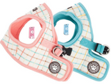 Puppia Tot Plaid Choke-Free, Step-in Harness Vest Jacket with Smart Tag- Choice of  Blue or Pink - Daisey's Doggie Chic