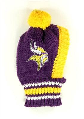 Minnesota VIKINGS NFL Official Licensed Ski Hat for Dogs in color Purple/Gold - Daisey's Doggie Chic