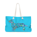 A Dachshund Weekender Bag - Color Bright Blue - Oversized Tote – Free Personalization - Daisey's Doggie Chic