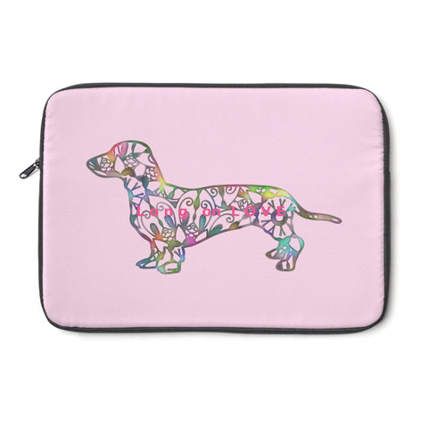 Laptop Sleeve Case - Dachshund Long on LOVE - Color Light Pink - Personalize Free - Daisey's Doggie Chic