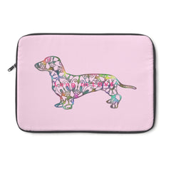 Laptop Sleeve Case - Dachshund Long on LOVE - Color Light Pink - Personalize Free - Daisey's Doggie Chic