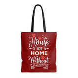 Carryall Tote Bag - House not a Home Without Paw Prints - 2-Sided Design - Brick Red  - in Sizes S,M,L - Personalize it Free - Daisey's Doggie Chic