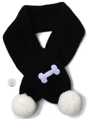 Bone Themed Knit Scarf for Dogs Color Black/White - Daisey's Doggie Chic