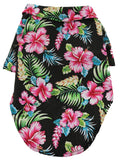 Camp Shirt in color Hawaiian Hibiscus Black Floral - Daisey's Doggie Chic
