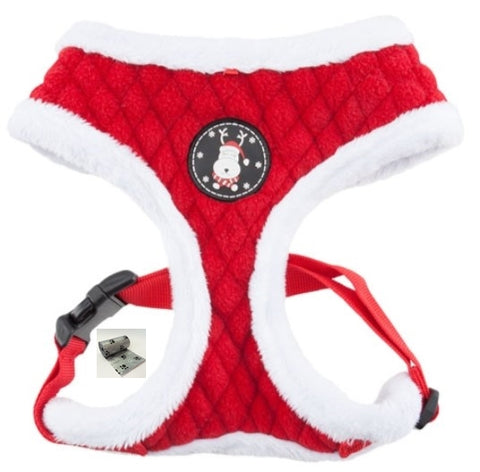 Blitzen Plush Choke-Free Quilted Halter Harness - Color Santa's Red - Daisey's Doggie Chic