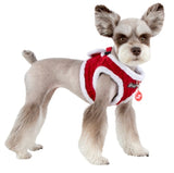Blitzen Quilted Plush Jacket Vest Harness - in Color Santa's Red - Daisey's Doggie Chic