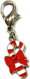 Candy Cane Gem Centered Clip Charm in color Holiday Red Stripe - Daisey's Doggie Chic