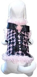 All About Business Houndstooth Dress Coat Harness in color Pink/Black - Daisey's Doggie Chic