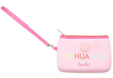 Romy & Jacob "Chi-hua-hua holic" Designer Wristlet Make-up Clutch Bag/Purse in Pink Multi - Daisey's Doggie Chic
