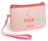 Romy & Jacob "Chi-hua-hua holic" Designer Wristlet Make-up Clutch Bag/Purse in Pink Multi - Daisey's Doggie Chic