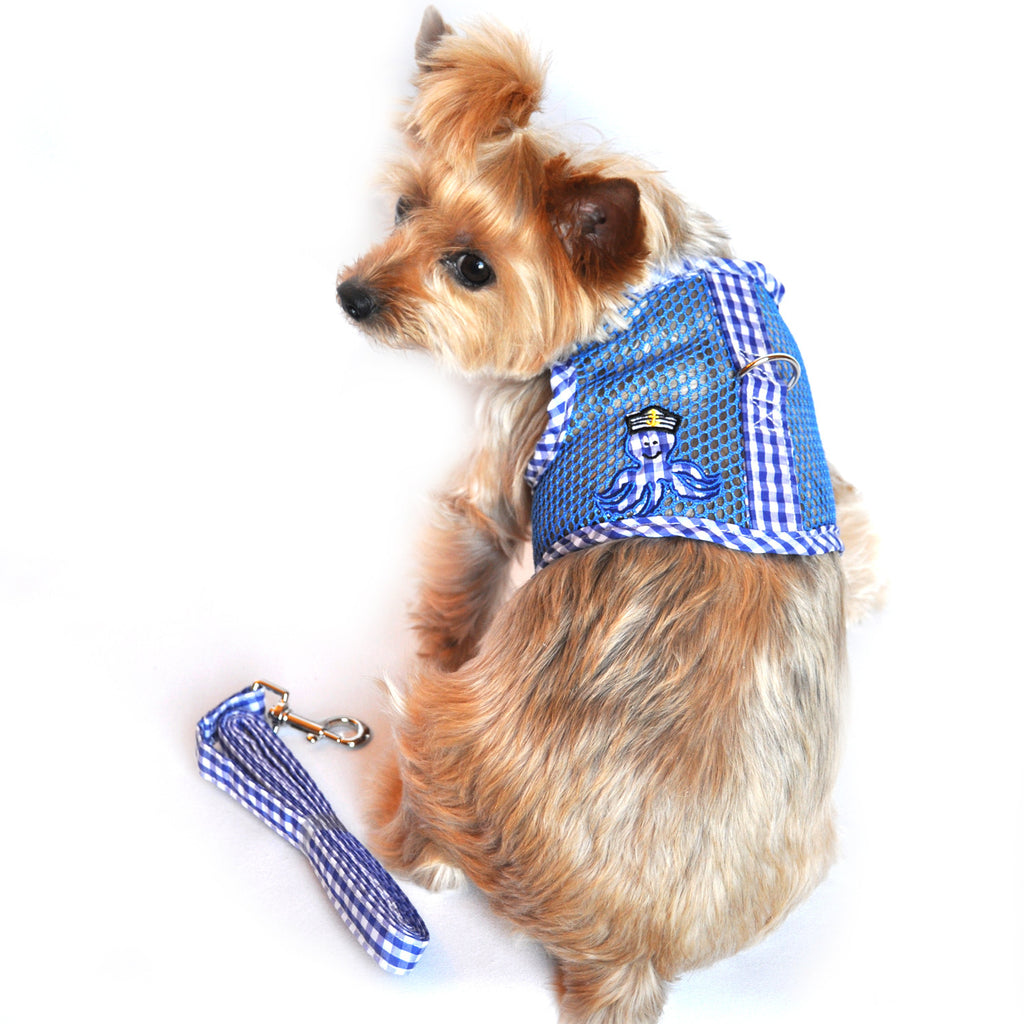 "Under The Sea" Octopus Boy Cool Mesh Velcro Harness Vest and matching Leash Set - Daisey's Doggie Chic