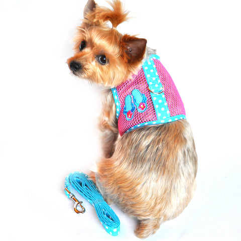 "Under The Sea" Flip Flop Cool Mesh Harness Vest and matching Leash Set - Daisey's Doggie Chic
