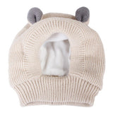 Soft Knit Snood Hat for Dogs in color Creamy Beige or Light Gray - Daisey's Doggie Chic