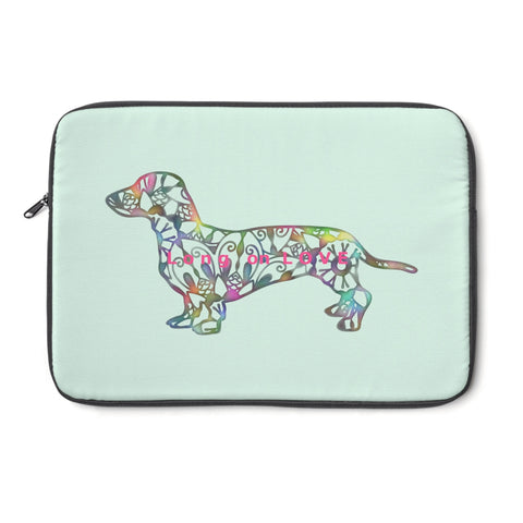 Laptop Sleeve Case - Dachshund Long on LOVE - Color Sea Spray - Personalize Free - Daisey's Doggie Chic