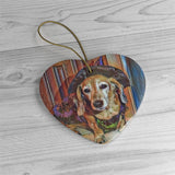 Dasiey's Wicked Cute Ceramic Ornament - Custom made from Photo - Choice of Circle, Oval, Star or Heart - Daisey's Doggie Chic