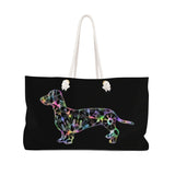A Dachshund Weekender Bag - Color Black - Oversized Tote - Free Personalization - Daisey's Doggie Chic